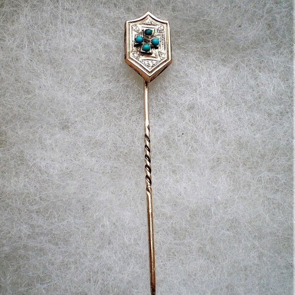 Antique Victorian Edwardian 14K Yellow Gold Turquoise Hat...